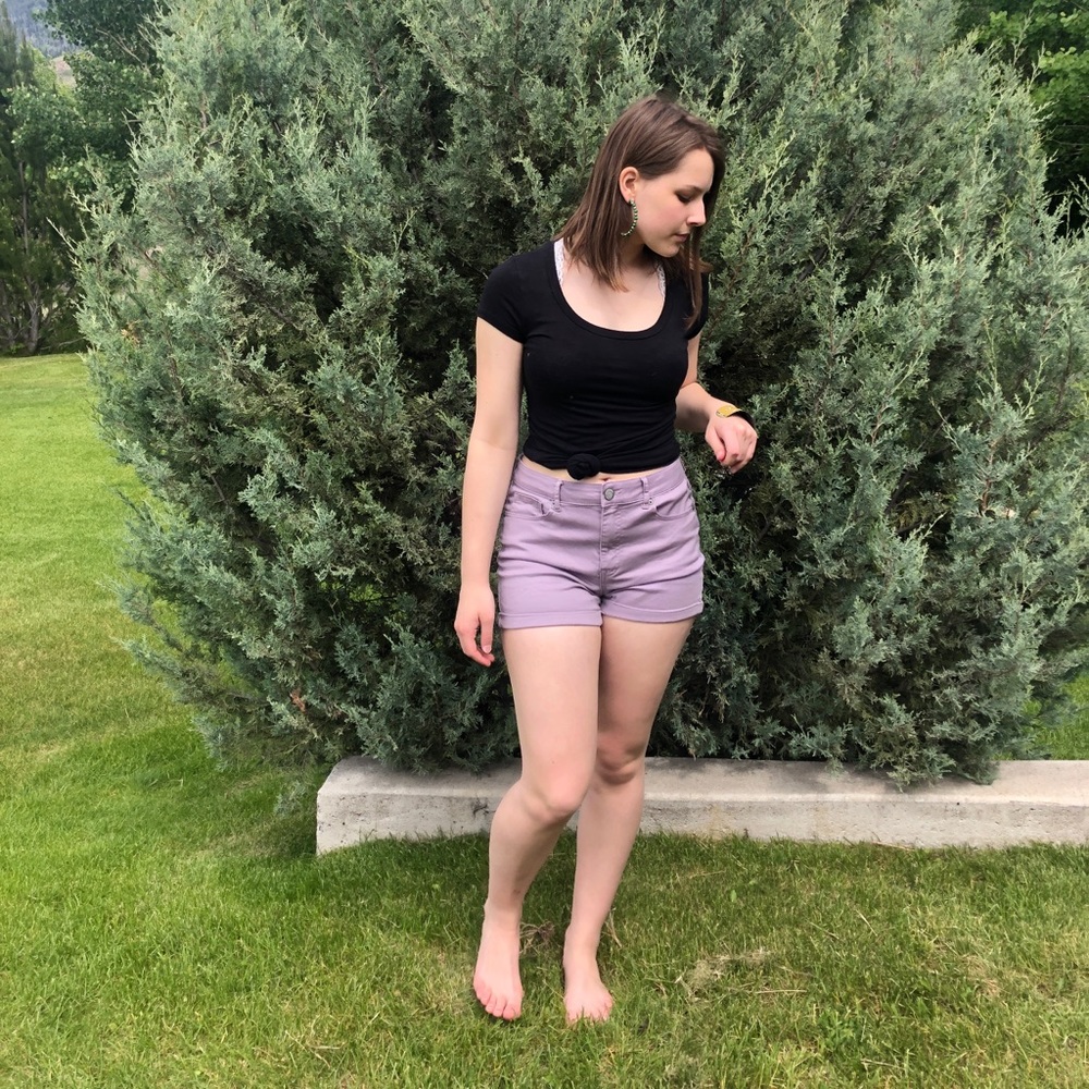 Lavender High Waisted Shorts